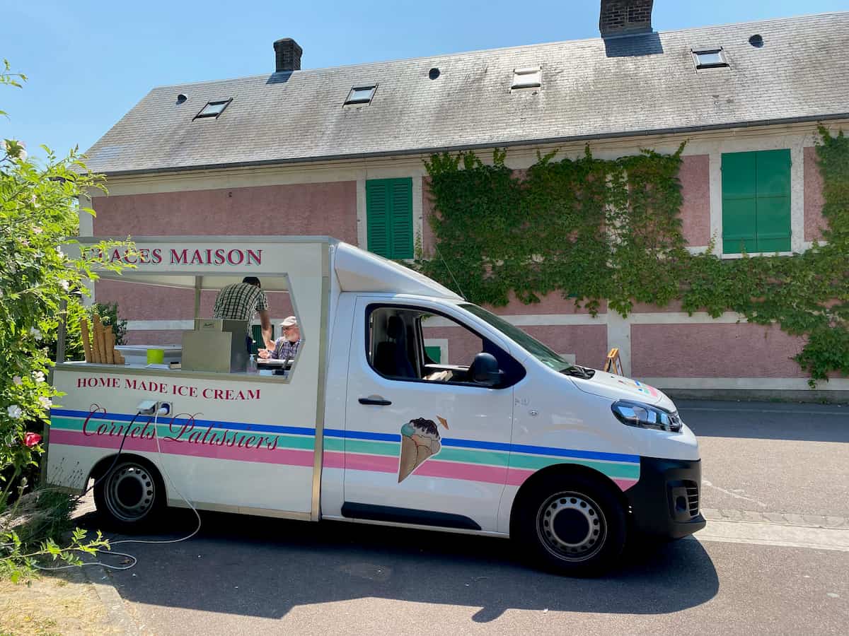 driving-to-Giverny-France French ice cream van parked outside Monet's house