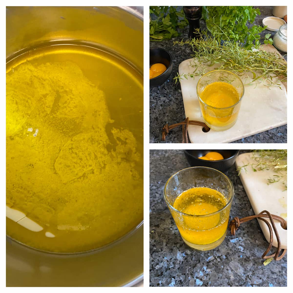 3 steps in heating butter to separate or clarify it
